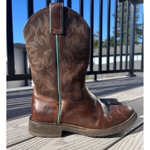 Ariat Deliah 10021457 Brown Round Toe Western Cowgirl Boot 10in Women's US 7B